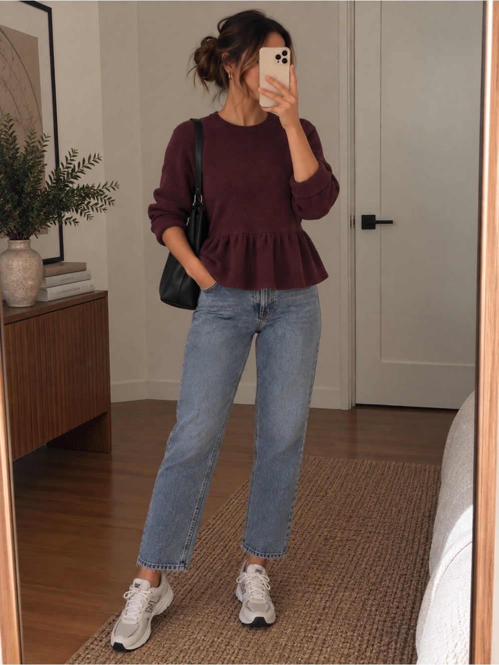 Essential Antwerp Peplum Burgundy Sweater